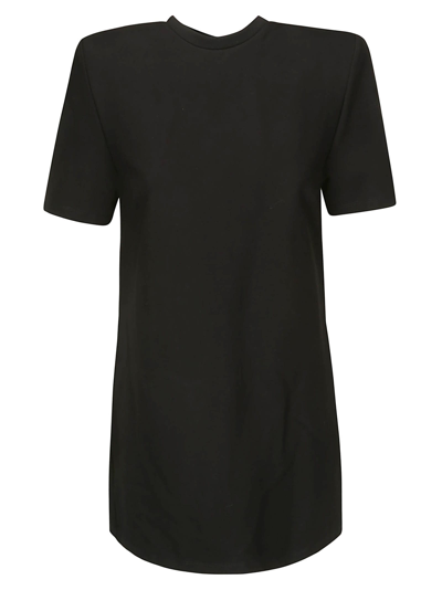 Shop Area Crystal Embellished Slit T-shirt Dress In Black