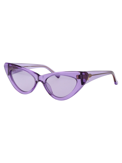 Shop Attico Dora Sunglasses In 09 Purple Gold Purple