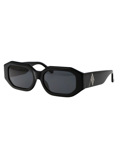 Shop Attico Blake Sunglasses In 01 Black Silver Grey