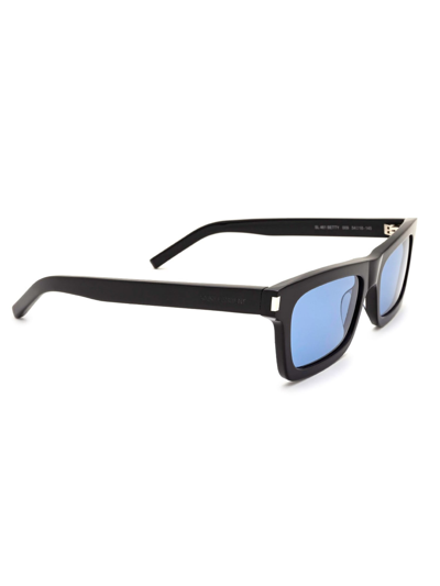Shop Saint Laurent Sl 461 Betty Sunglasses In Black Black Blue