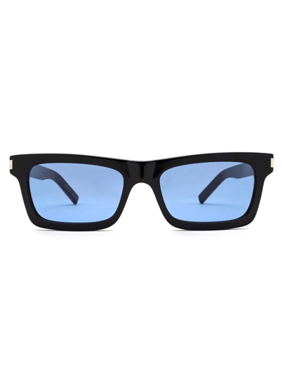 Shop Saint Laurent Sl 461 Betty Sunglasses In Black Black Blue
