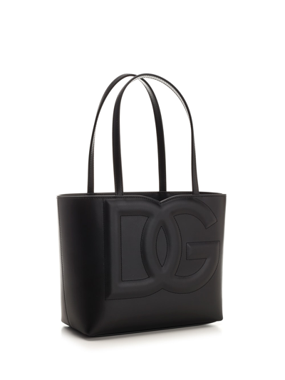 Shop Dolce & Gabbana Dg Leather Tote In Black