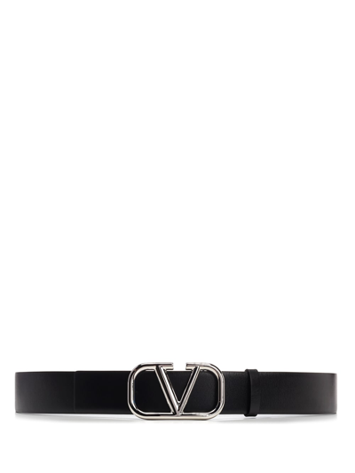 Shop Valentino Black Leather Go Logo Belt