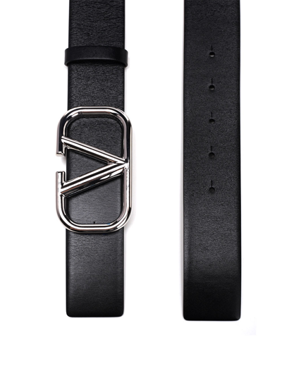 Shop Valentino Black Leather Go Logo Belt