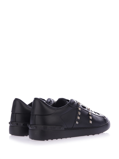 Shop Valentino Rockstud Untitled Leather Sneakers In Black
