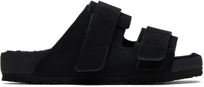 Shop Tekla Black Birkenstock Edition Uji Sandals In Slate
