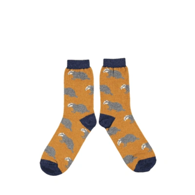 Shop Catherine Tough Men's Lambswool Ankle Socks In Mustard Badger From