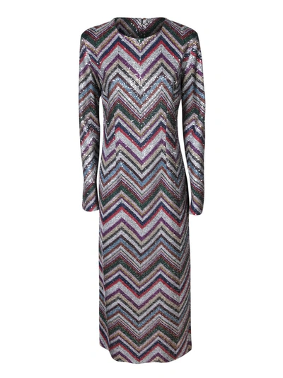 Missoni Zig Zag Sequined Midi Dress In Black