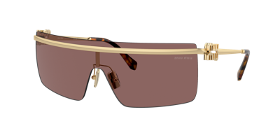 Miu Miu Womens Gold Mu 50zs Irregular-frame Metal Sunglasses In Brown Mirror Internal Silver