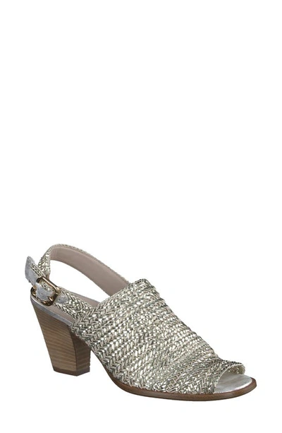 Shop Paul Green Lovely Woven Leather Sandal In Metallic Woven Antic Mineral