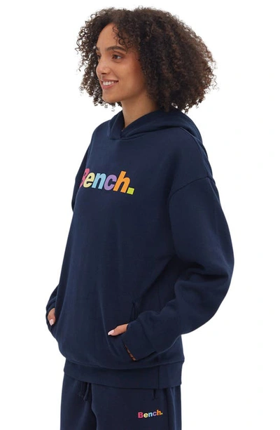 Shop Bench Amity Oversize Logo Hoodie In Navy