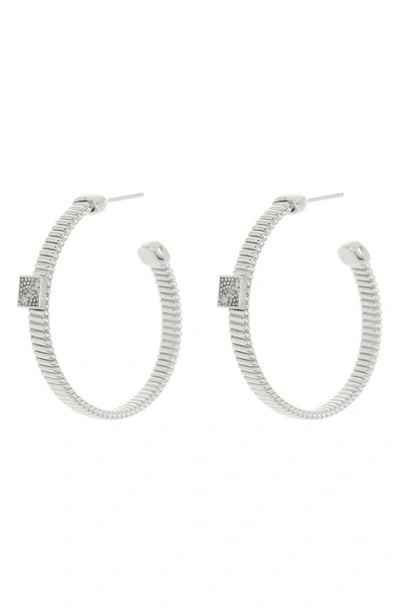 Shop Meshmerise Diamond Hoop Earrings In White