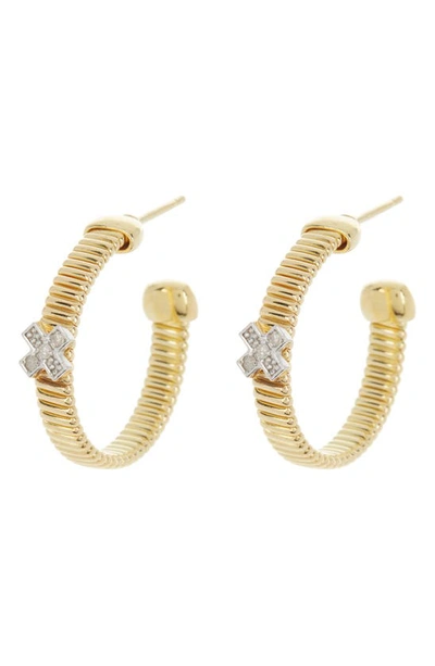 Shop Meshmerise Diamond Hoop Earrings In Yellow