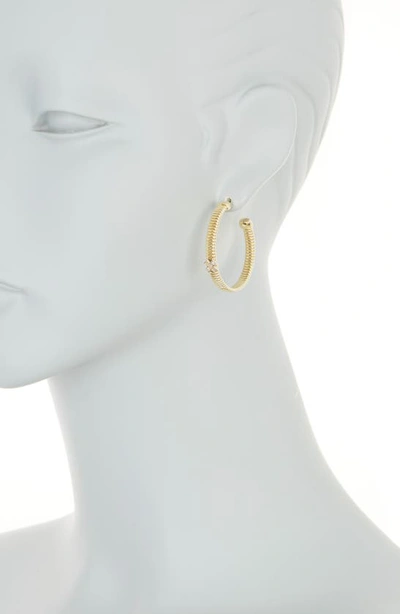 Shop Meshmerise Diamond Hoop Earrings In Yellow Gold