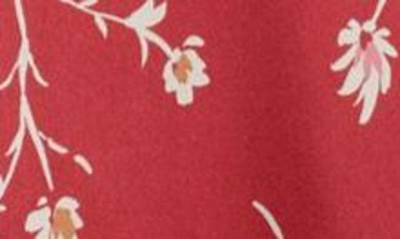 Shop Halogen Long Sleeve Faux Wrap Midi Shirtdress In Earth Red Print