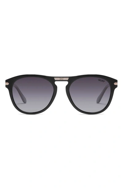 Shop Quay Slicked Back 46mm Polarized Aviator Sunglasses In Black/ Smoke Polarized
