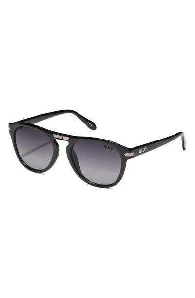 Shop Quay Slicked Back 46mm Polarized Aviator Sunglasses In Black/ Smoke Polarized