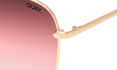Shop Quay High Roller 56mm Aviator Sunglasses In Brushed Gold Ruby