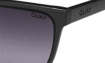 Shop Quay Top Shelf 41mm Gradient Small Square Sunglasses In Matte Black/ Smoke