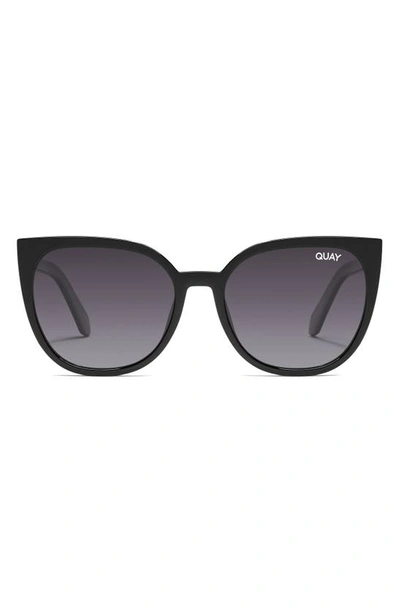 Shop Quay Staycation 57mm Polarized Cat Eye Sunglasses In Black/ Smoke Polarized