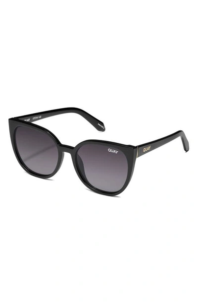 Shop Quay Staycation 57mm Polarized Cat Eye Sunglasses In Black/ Smoke Polarized