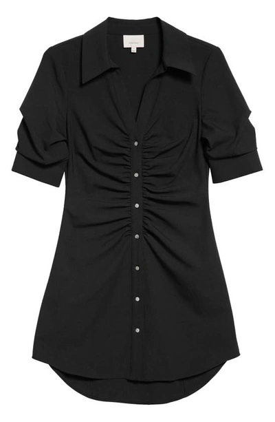 Shop Cinq À Sept Elina Gathered Shirtdress In Black
