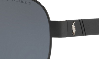 Shop Polo 60mm Polarized Pilot Sunglasses In Shiny Black