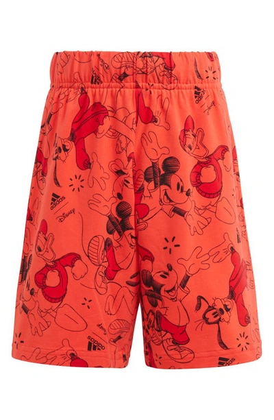 Shop Adidas Originals Kids' Disney Mickey & Friends Graphic T-shirt & Shorts Set In Off White/ Bright Red
