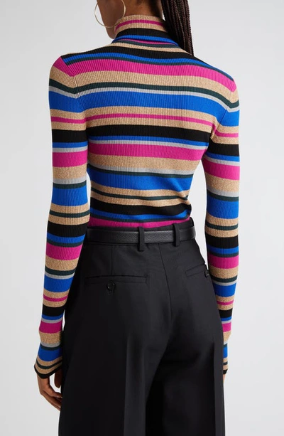 L Agence Olene Stripe Turtleneck Top In Magenta Multi Stripe