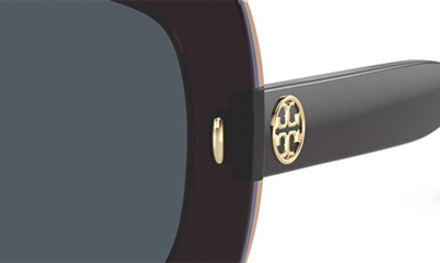 Shop Tory Burch 56mm Square Sunglasses In Dark Grey