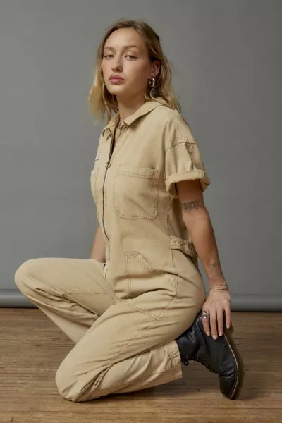 Shop Bdg Renee Coverall Jumpsuit In Tan, Women's At Urban Outfitters