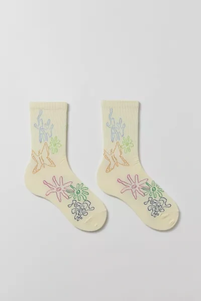 Shop Urban Outfitters Stencil Icon Crew Sock In Cream, Men's At