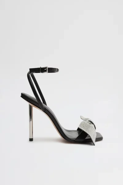 Shop Schutz Leather Mila Bow Heel In Black, Women's At Urban Outfitters
