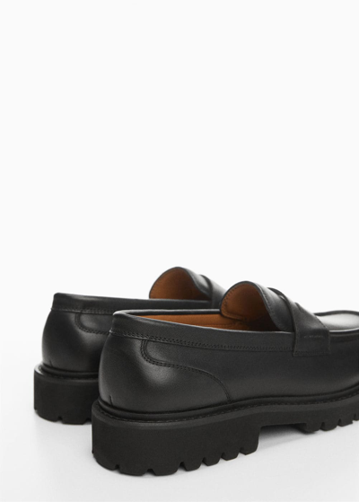 Shop Mango Leather Moccasin With Track Sole Black