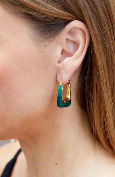 Savvy Cie Jewels Resin Hoop Earrings In Green