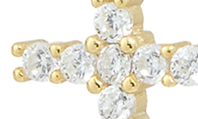 Savvy Cie Jewels Cz Cross Threader Earrings In Yellow