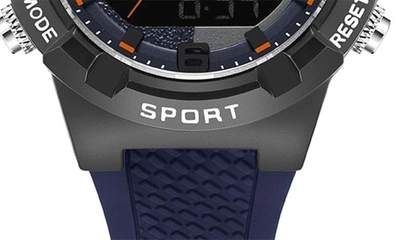Shop Kenneth Cole Reaction Analog Quartz & Digital Display Silicone Strap Watch, 46mm In Blue