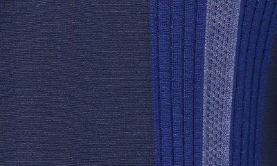 Shop Vellapais Madrid Stripe Quarter Zip Polo In Navy Blue