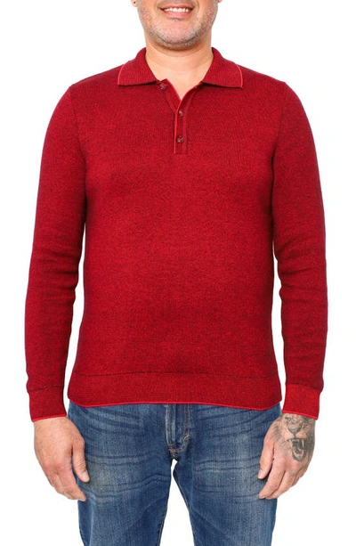 Shop Vellapais Torreno Long Sleeve Polo In Red