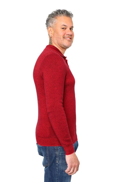 Shop Vellapais Torreno Long Sleeve Polo In Red