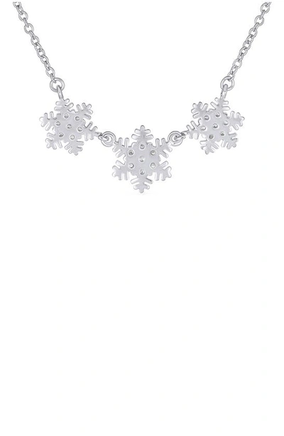 Bling Jewelry Winter Holiday Pavé Cubic Zirconia Snowflake Necklace In Clear