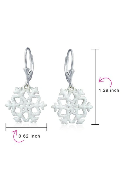 Bling Jewelry Frozen Winter Holiday Party White Stardust Lever Back Drop Dangle Snowflake Earrings For Women.925 S In White