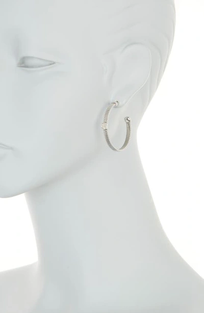 Shop Meshmerise Diamond Hoop Earrings In White