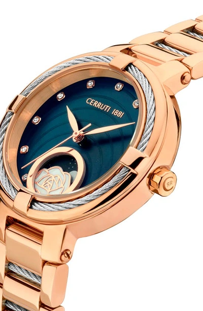 Shop Cerruti 1881 Gardena Swarovski Crystal Embellished Bracelet Watch, 34mm In Two-tone Silver/ Rose Gold