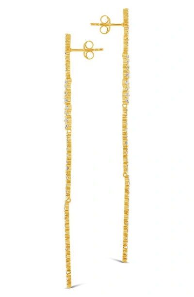 Sterling Forever Audrina Cubic Zirconia Linear Drop Earrings In Gold