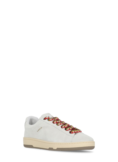 Shop Lanvin Suede Leather Sneakers In White