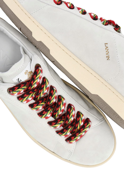 Shop Lanvin Suede Leather Sneakers In White