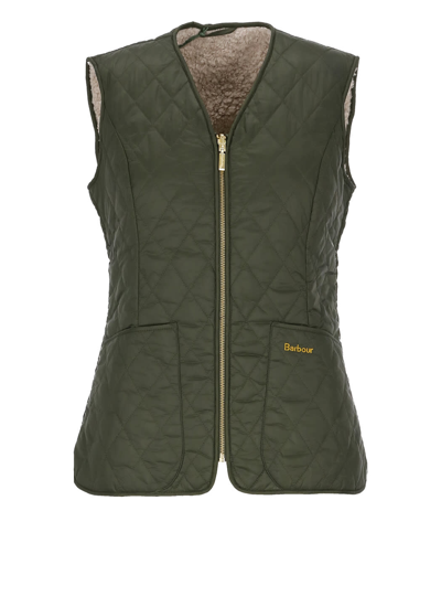 Shop Barbour Padded And Quilted Vest With Logo In Green