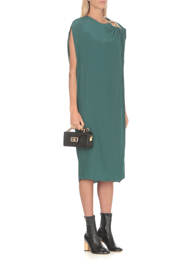 Shop Lanvin Dress With Cut Out Detail In Green