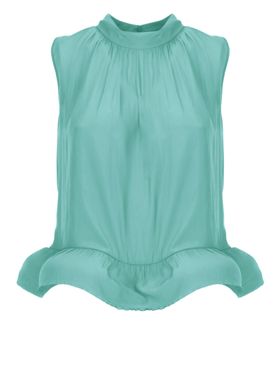 Shop Lanvin Charmeuse Top In Green